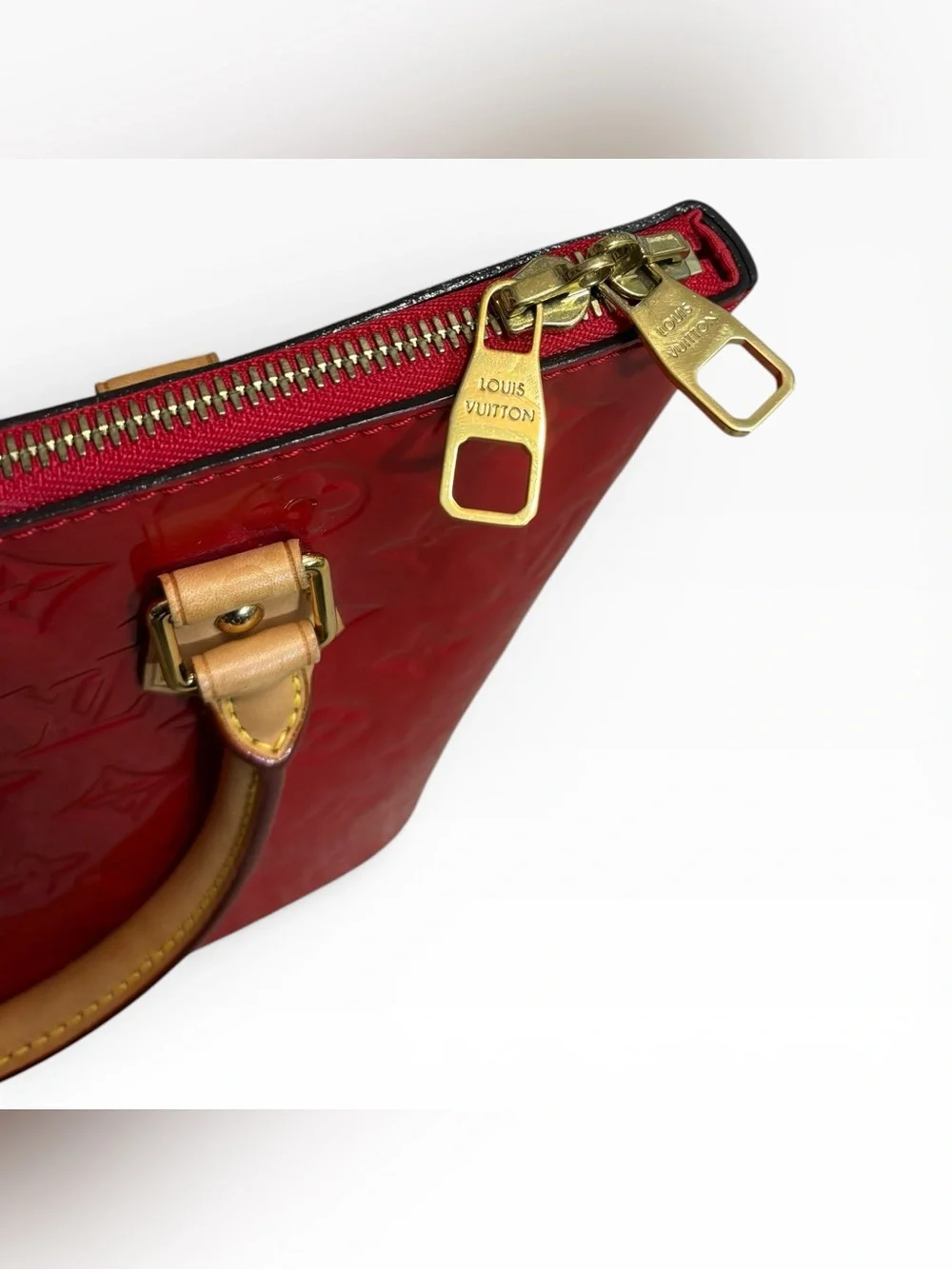 Louis Vuitton Montebello MM Red Monogram Vernis Patent Leather Satchel Bag